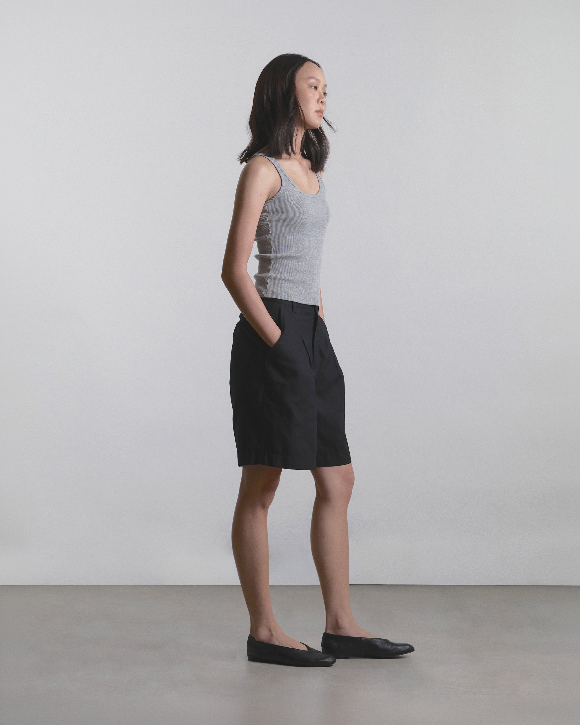 Wardrobe I - AMR Wide-Leg Bermuda Shorts in Black