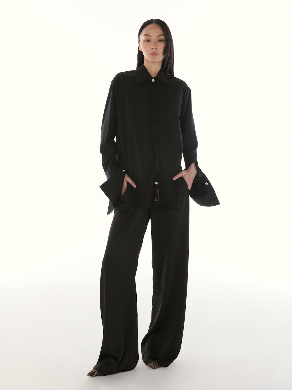 Le Fauve - AMR Double Cuff Shirt in Black