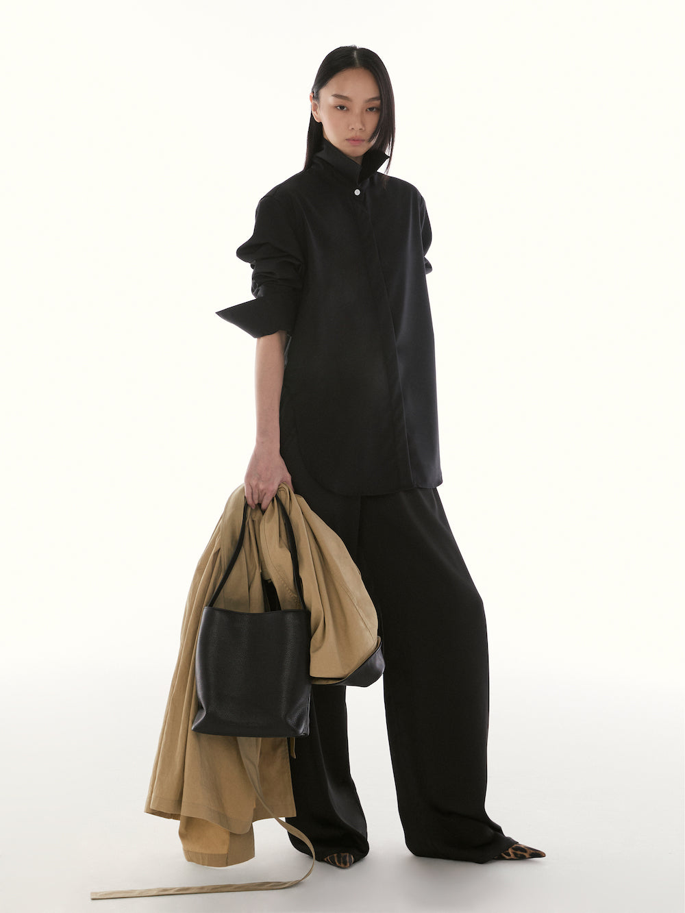 Le Fauve - AMR Double Cuff Shirt in Black
