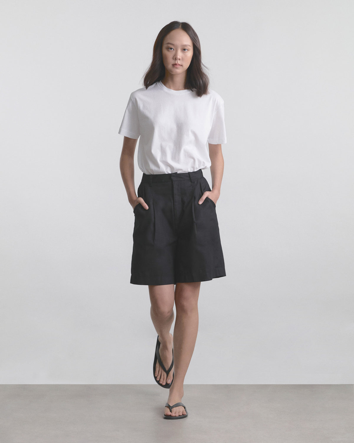 Wardrobe I - AMR Wide-Leg Bermuda Shorts in Black