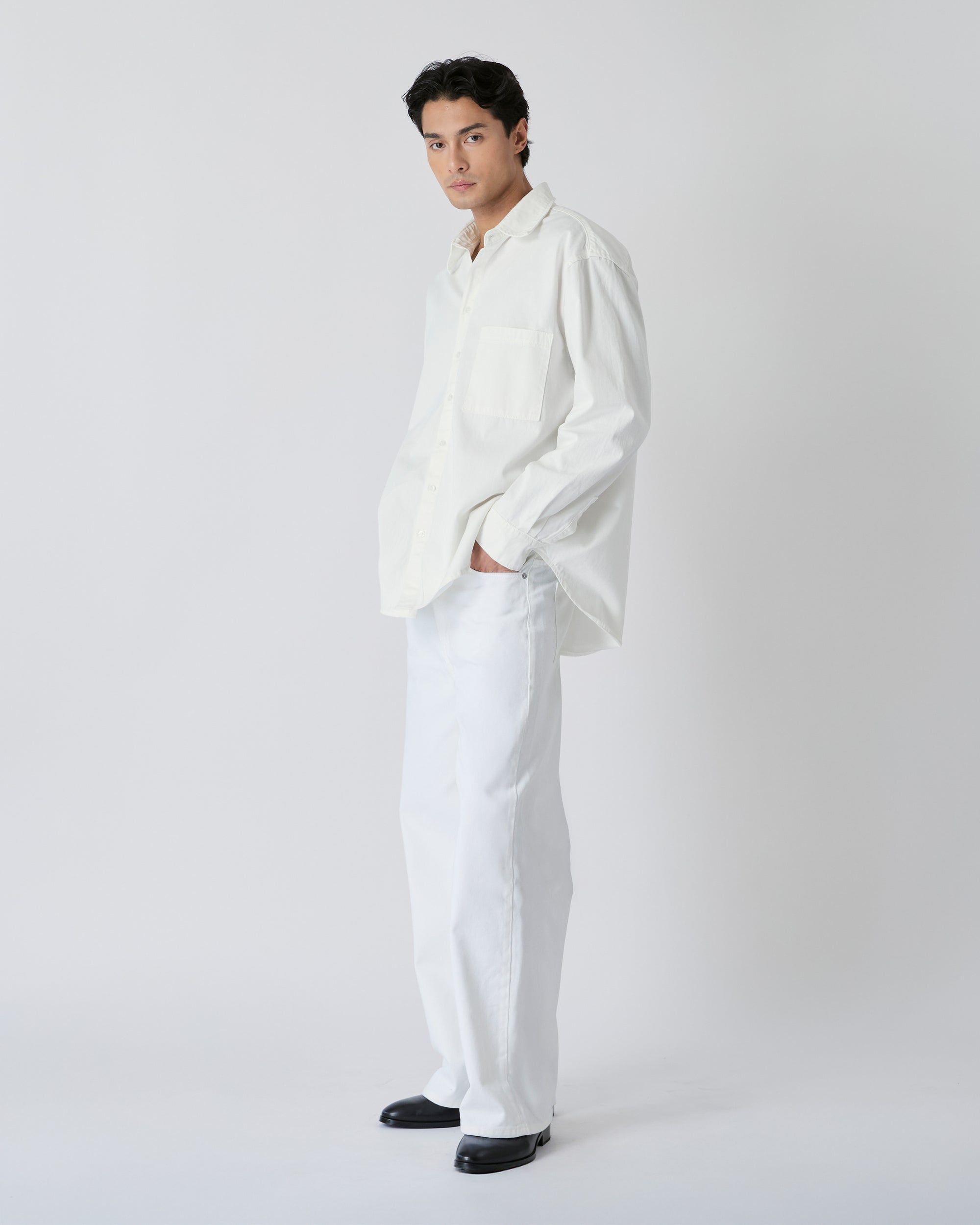 Découvrir - Oversized Denim Shirt in Off White