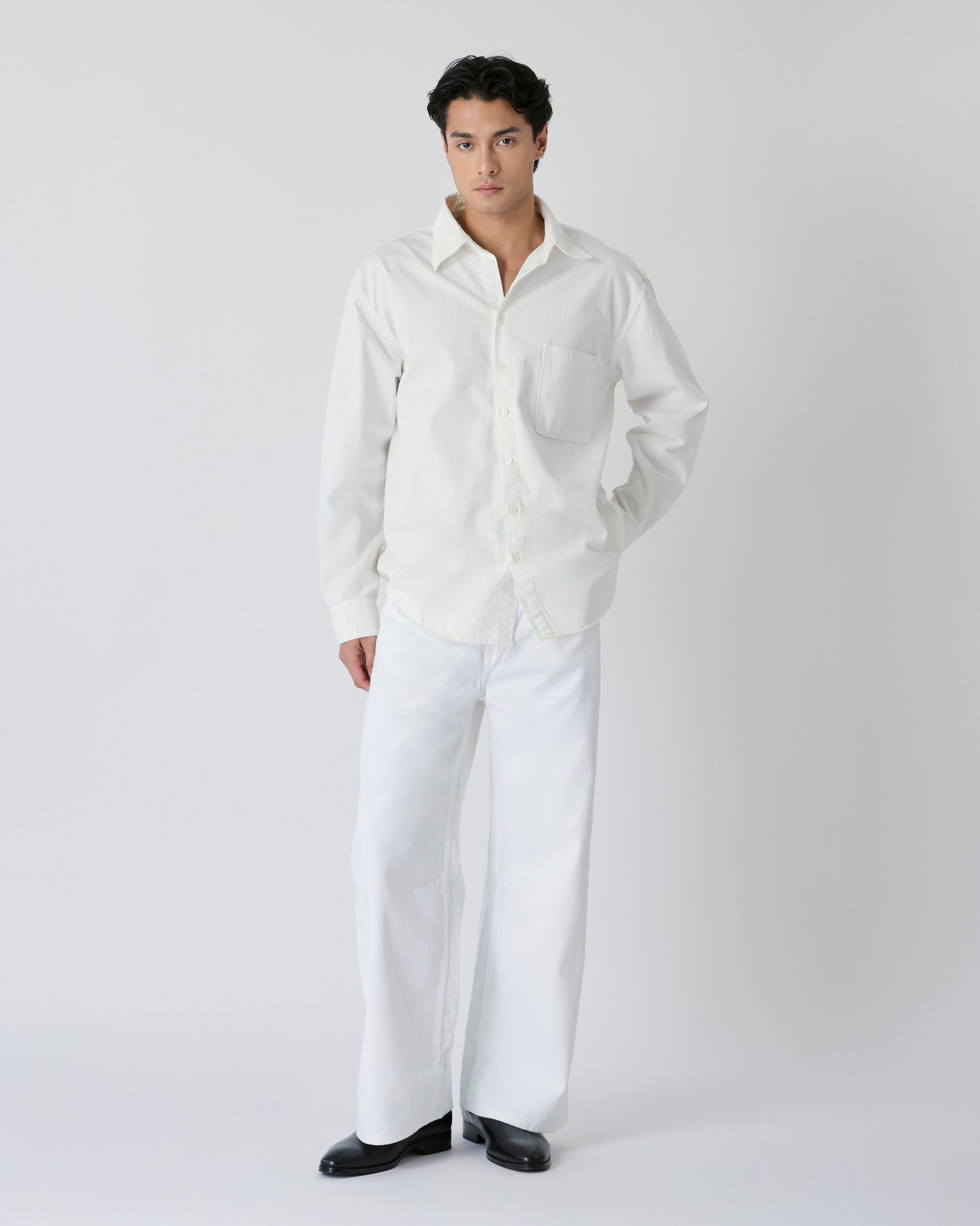 Découvrir - Oversized Denim Shirt in Off White