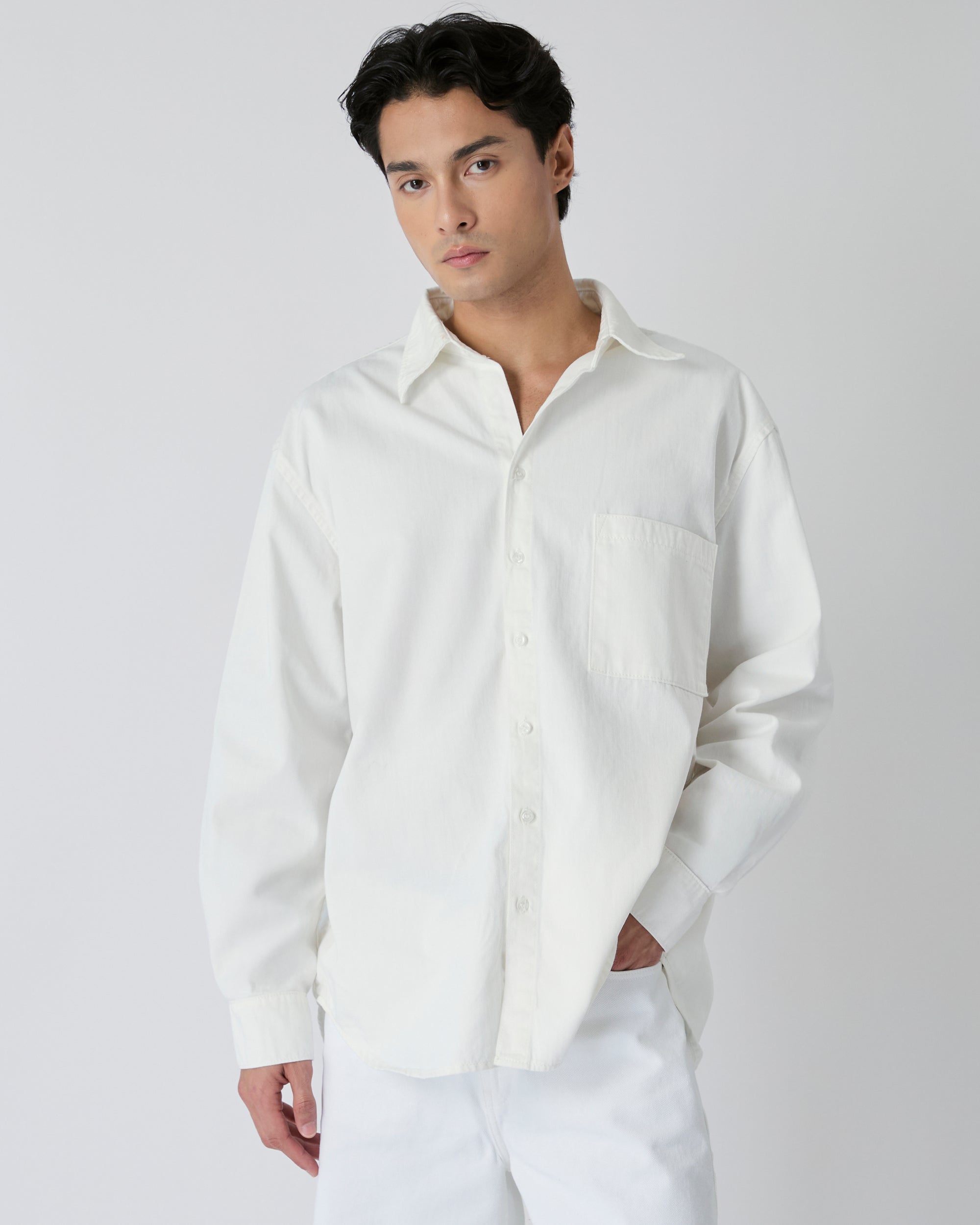 Découvrir - Oversized Denim Shirt in Off White