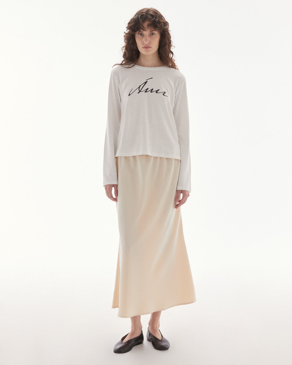 Wardrobe lll - AMR Hand Writing Logo Hemp Long Sleeve T-Shirt in Off White
