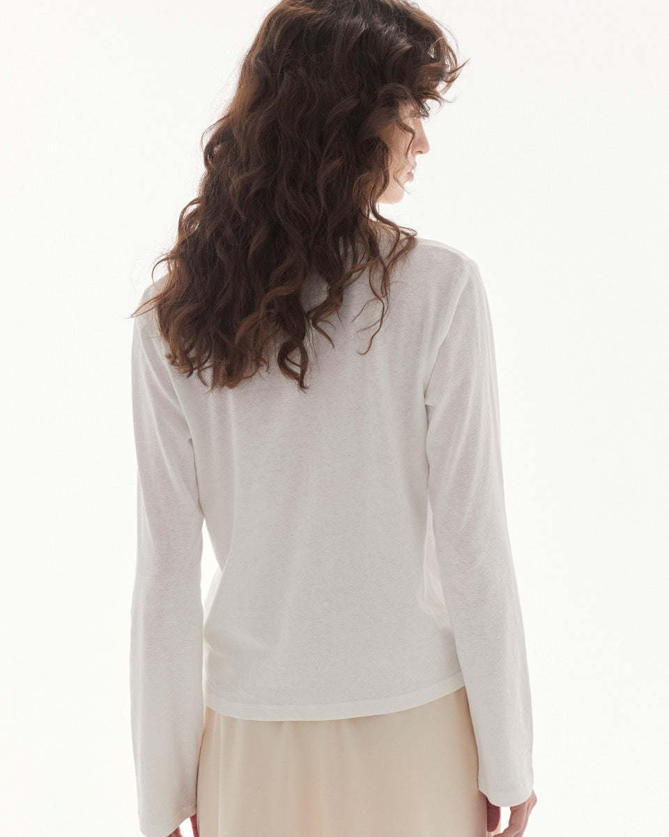 Wardrobe lll - AMR Hand Writing Logo Hemp Long Sleeve T-Shirt in Off White