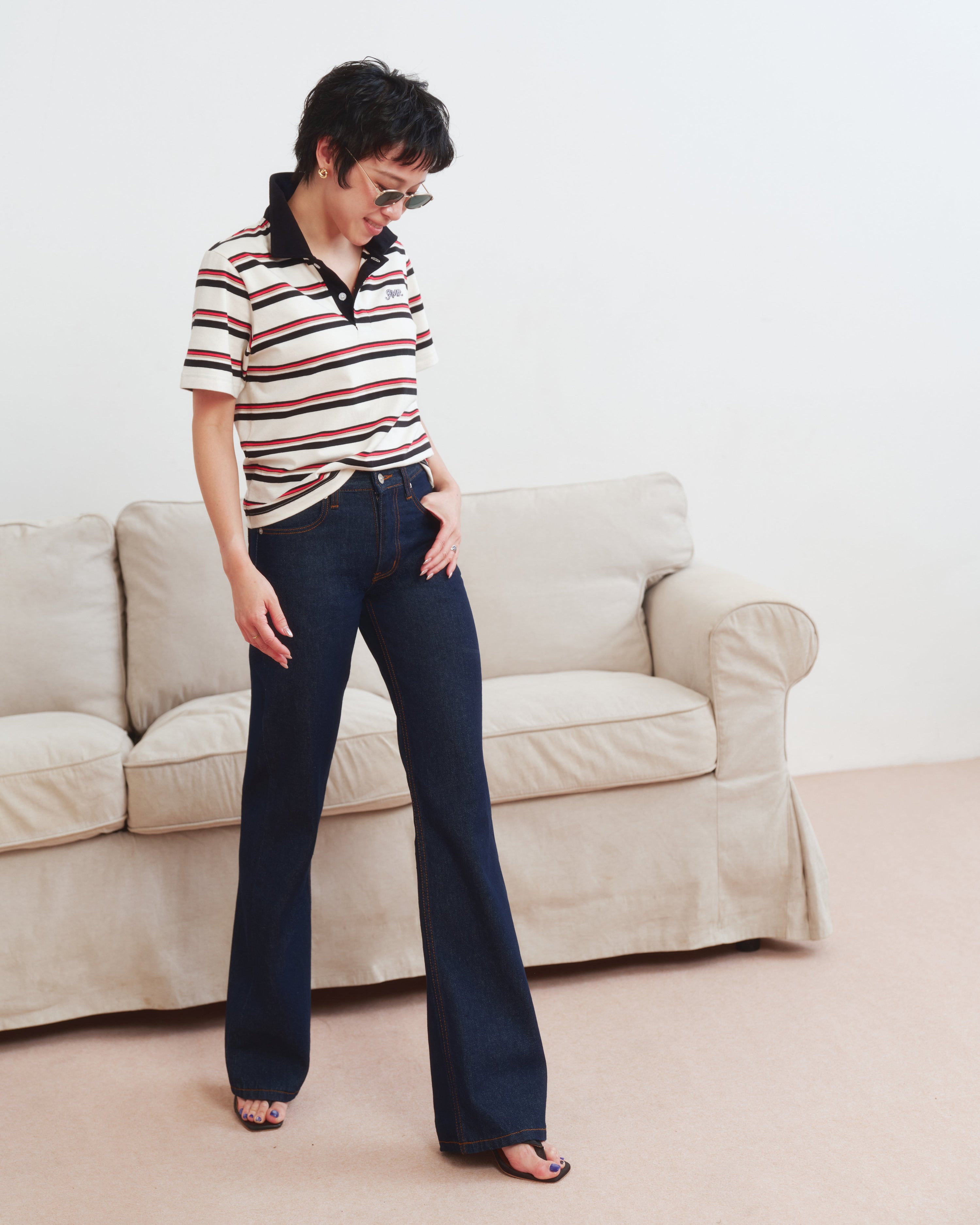 En Couleurs - AMR Low Rise Bootcut Jeans (Women) in Raw Denim