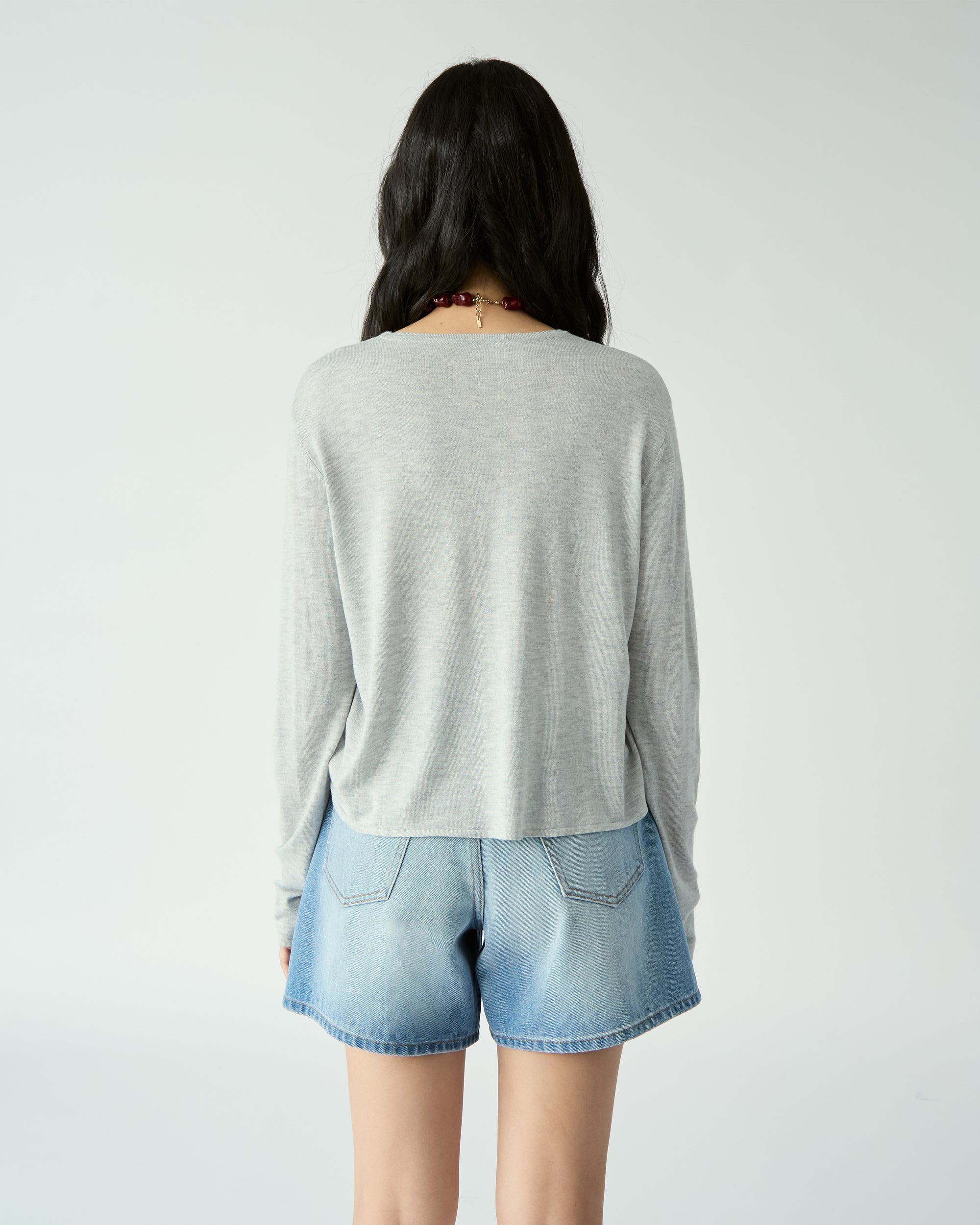 Fleurs et Printemps - Mid-Rise Denim Shorts in Light Blue Vintage Wash