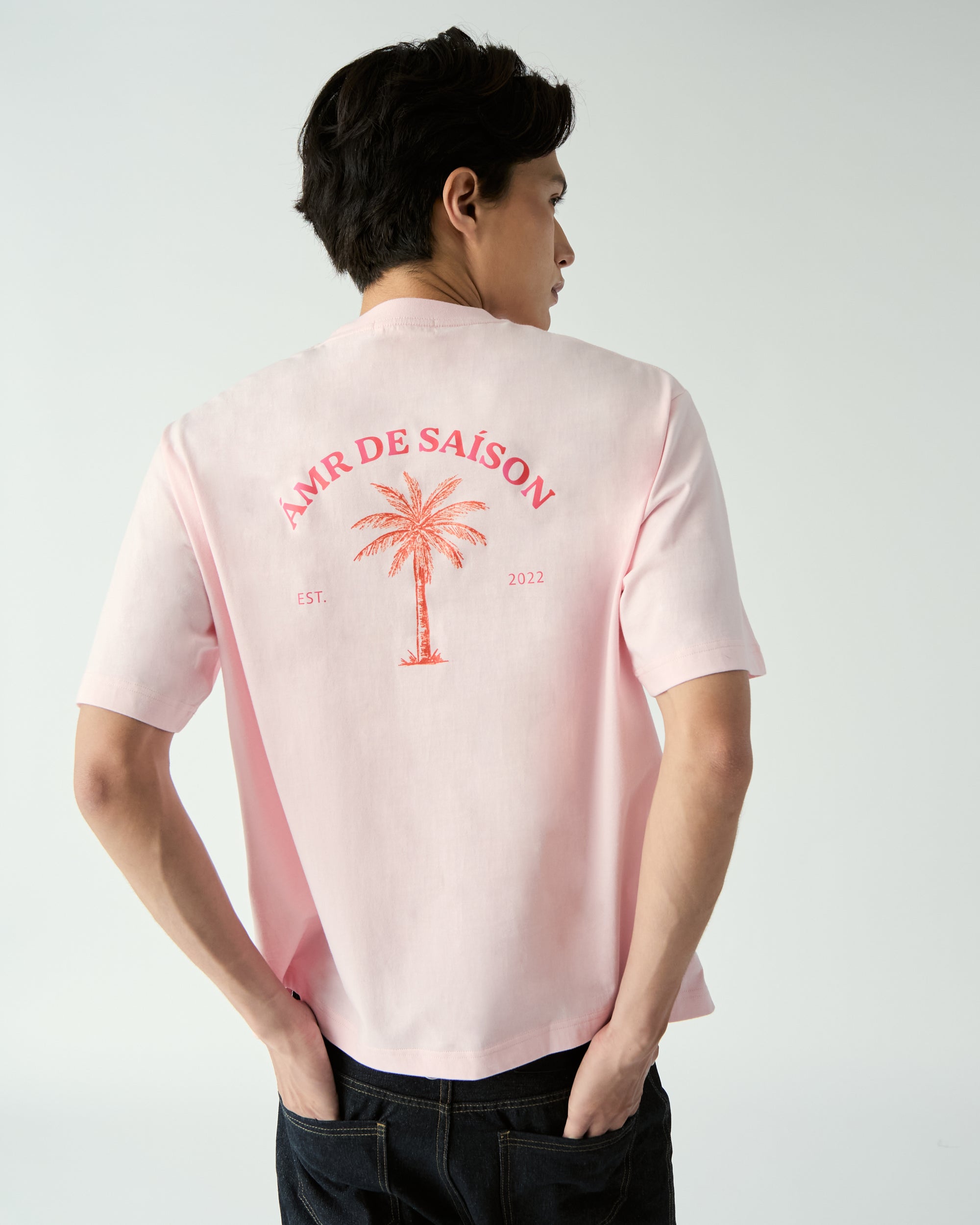 Le soleil d'ete - Palm Tree Oversized T-Shirt in Pink