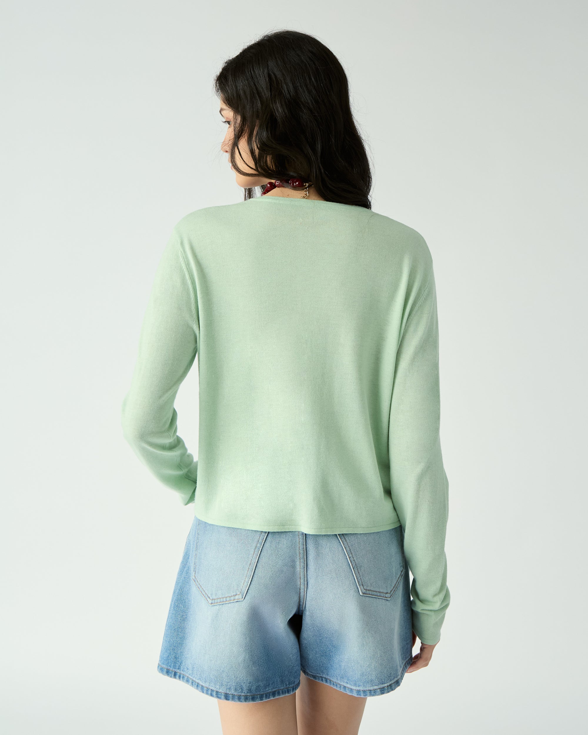 Le soleil d'ete - AMR Embroidered Floral Cardigan in Light Green