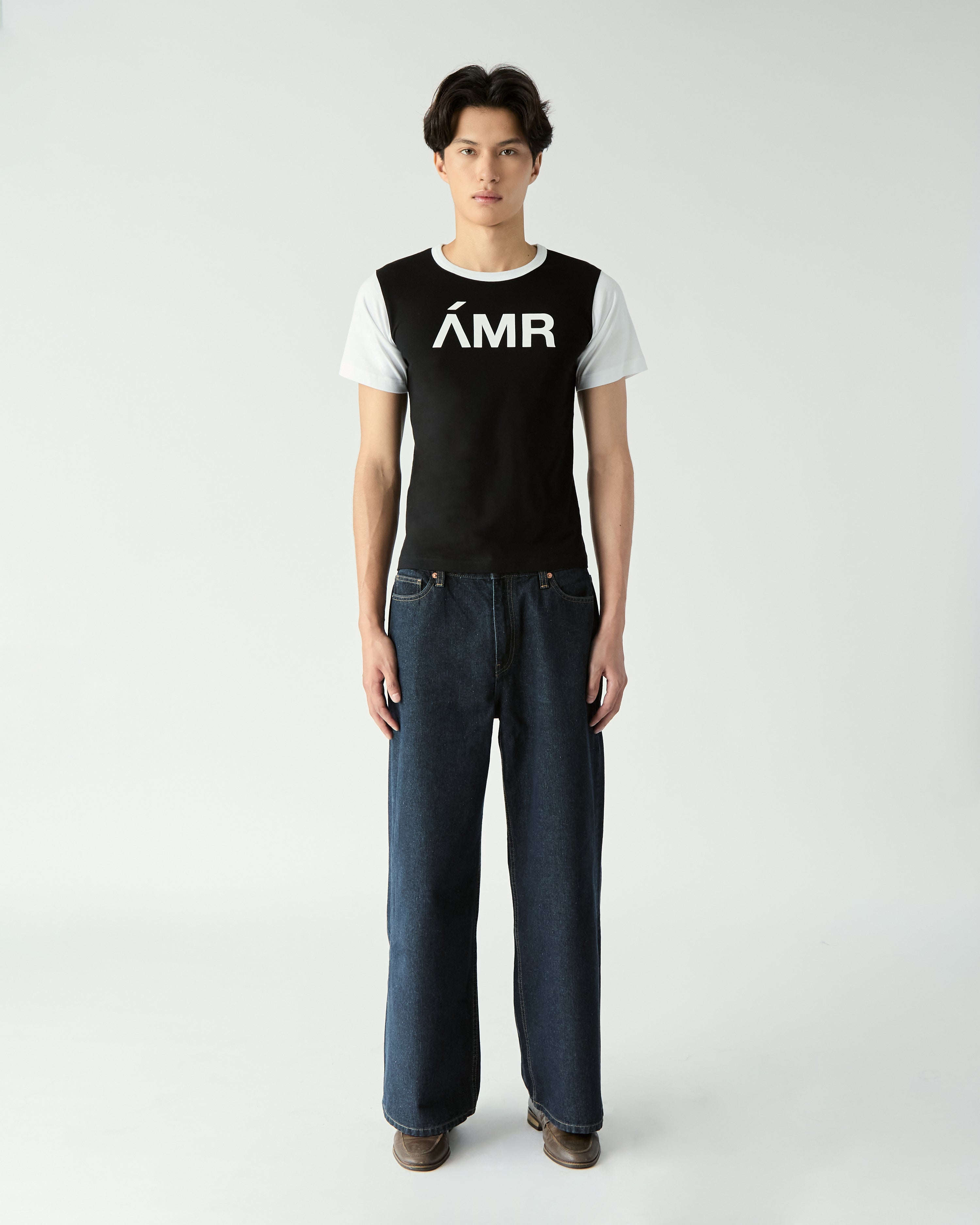 Decouvrir - AMR Slim Fit T-Shirt in Black White Contrast