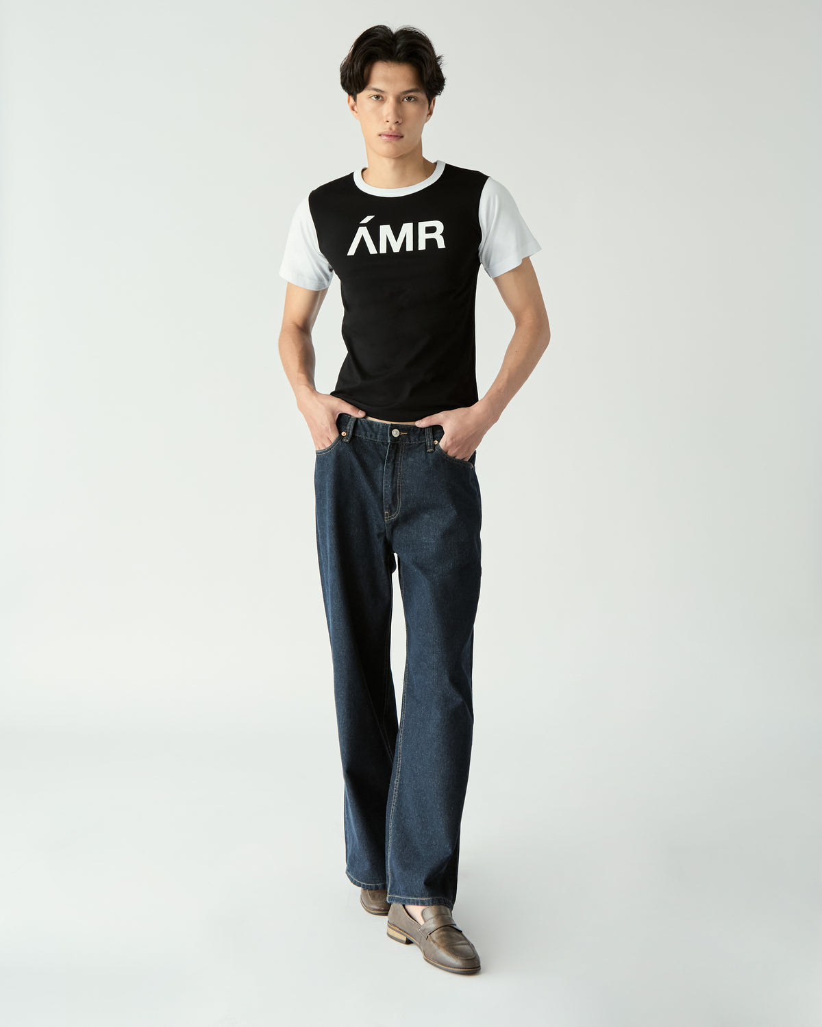 Decouvrir - AMR Slim Fit T-Shirt in Black White Contrast