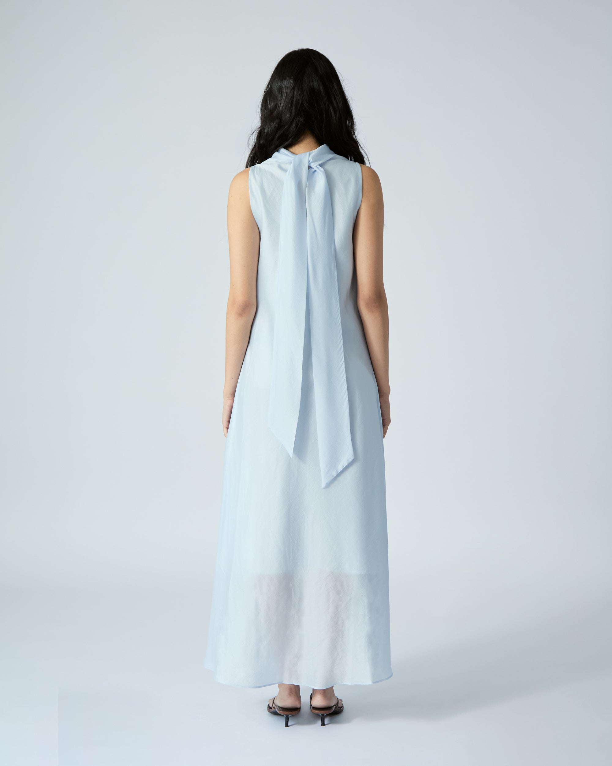 Le soleil d'ete - Chiffon High Neck Dress in Blue