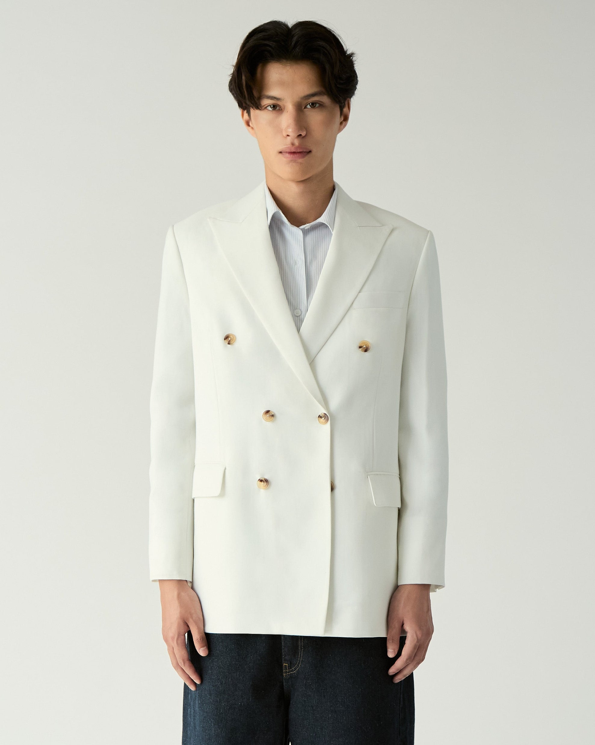 Le soleil d'été - Double Breasted Blazer in White