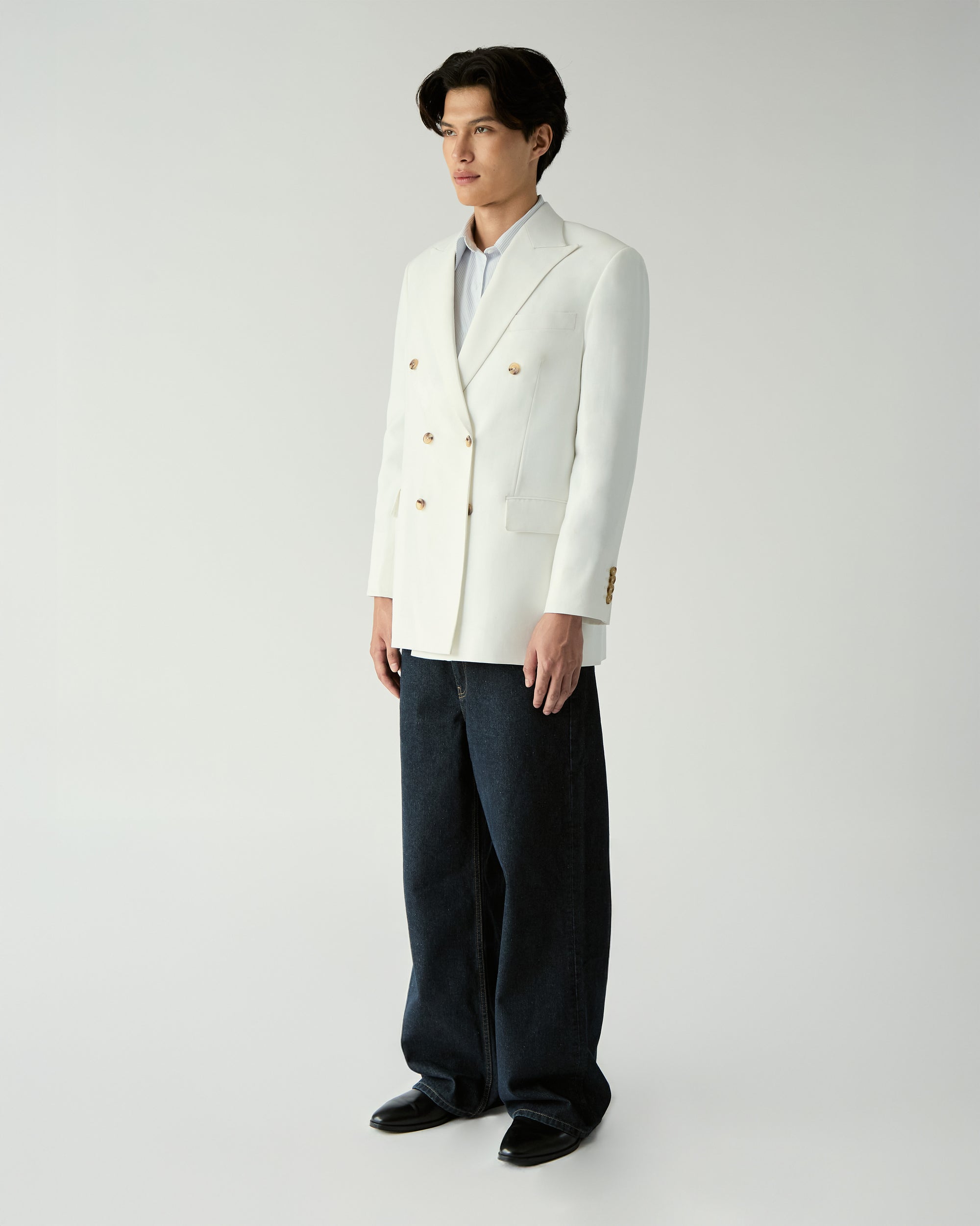 Le soleil d'été - Double Breasted Blazer in White