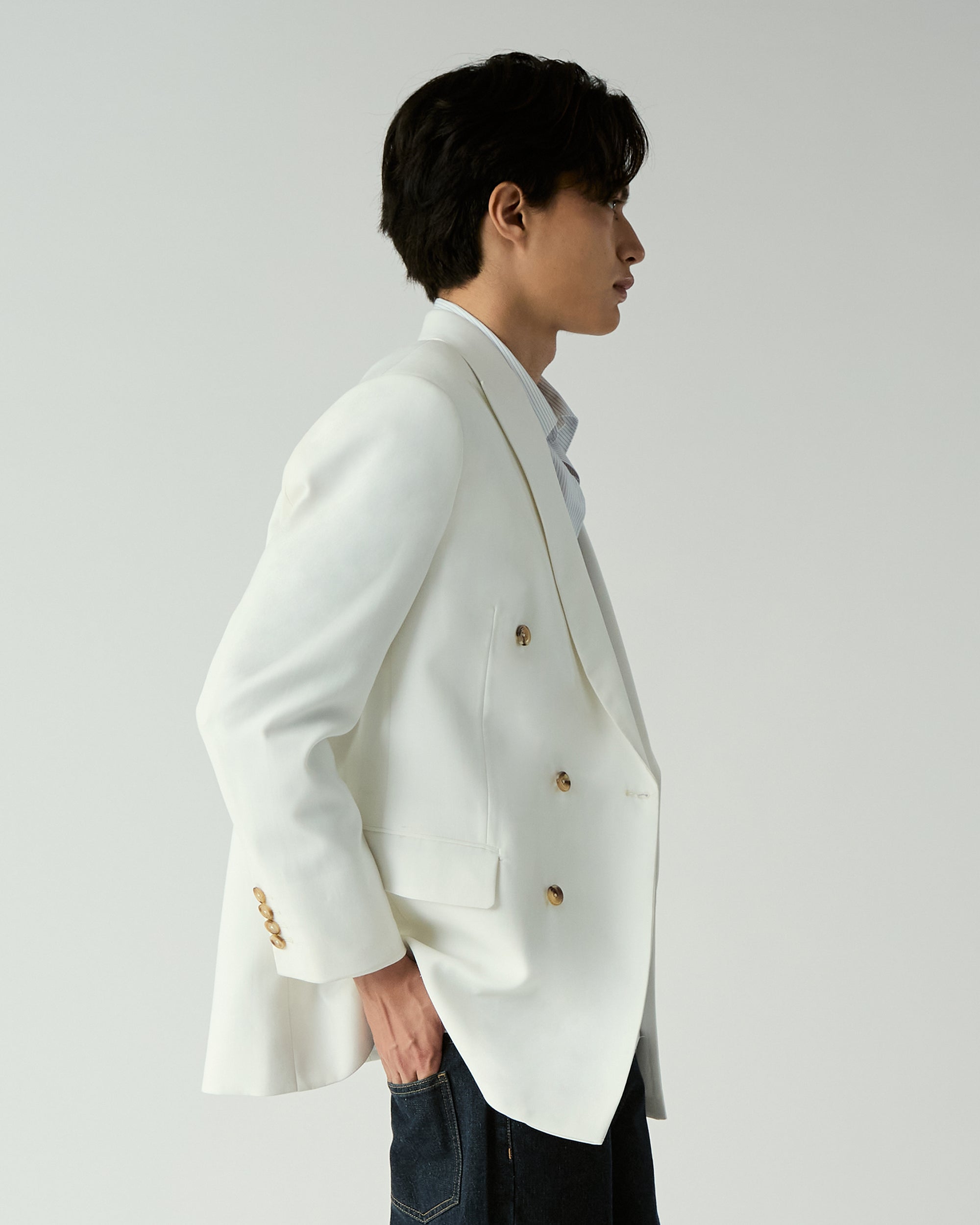 Le soleil d'été - Double Breasted Blazer in White