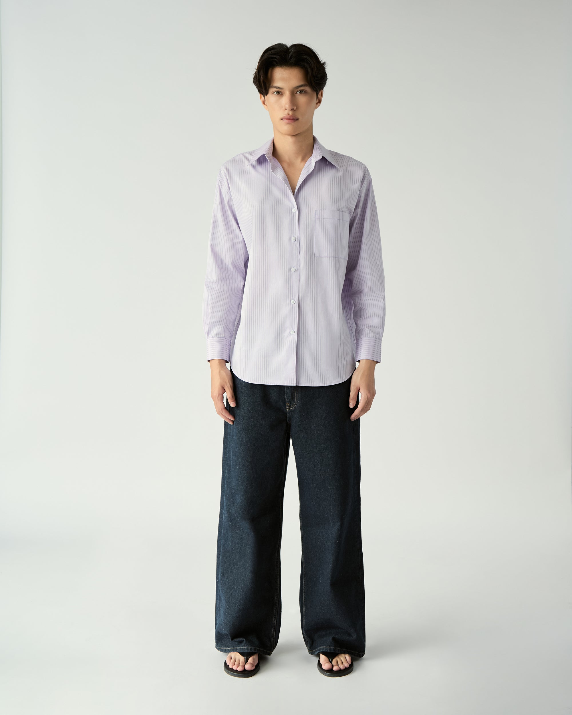 Le soleil d'ete - Oversized Shirt in Purple Stripe
