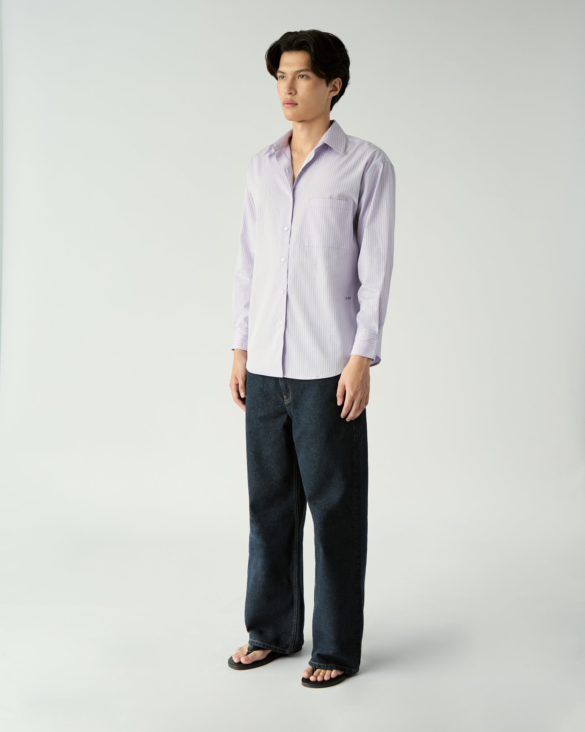 Le soleil d'ete - Oversized Shirt in Purple Stripe