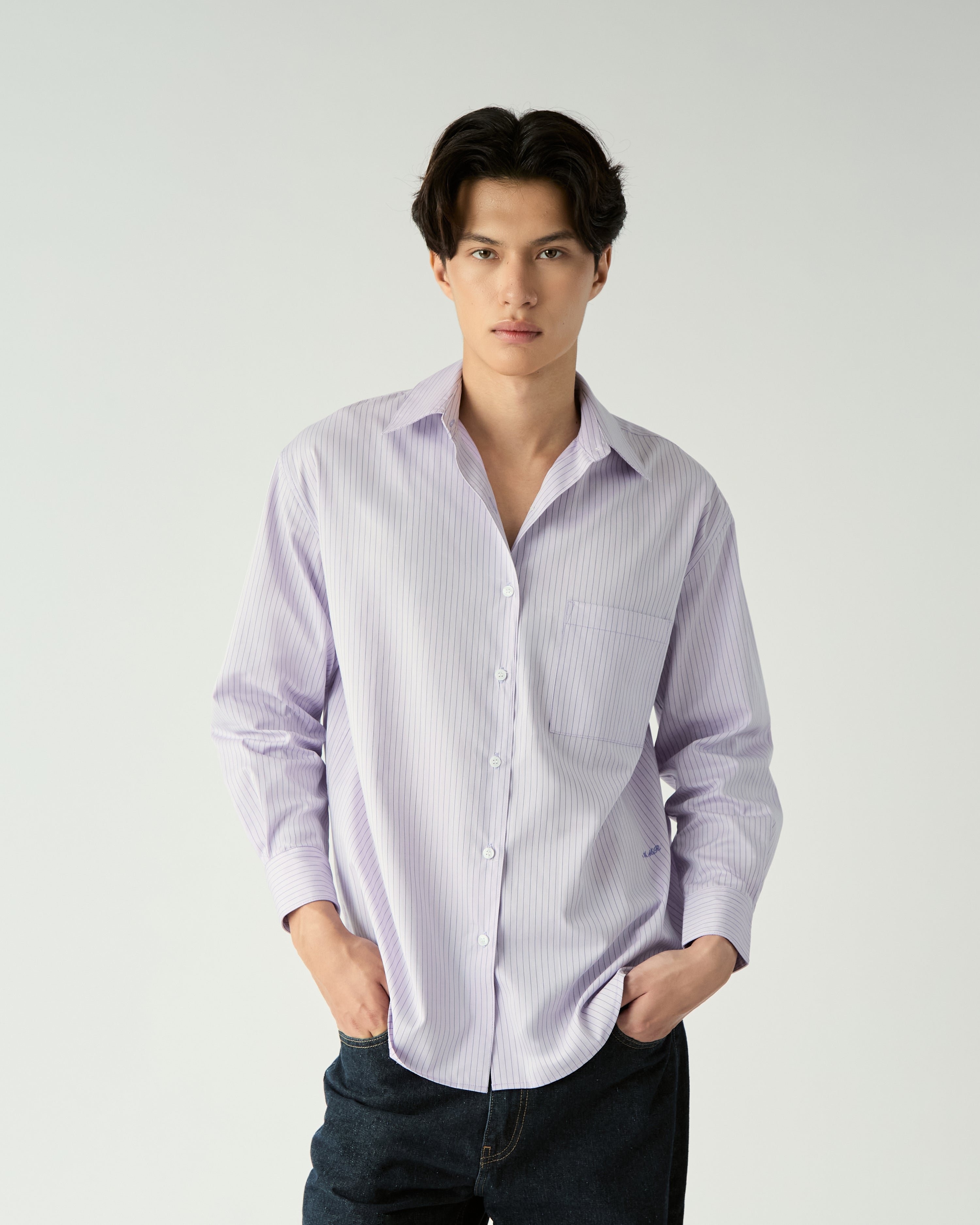 Le soleil d'été - Oversized Shirt in Purple Stripe