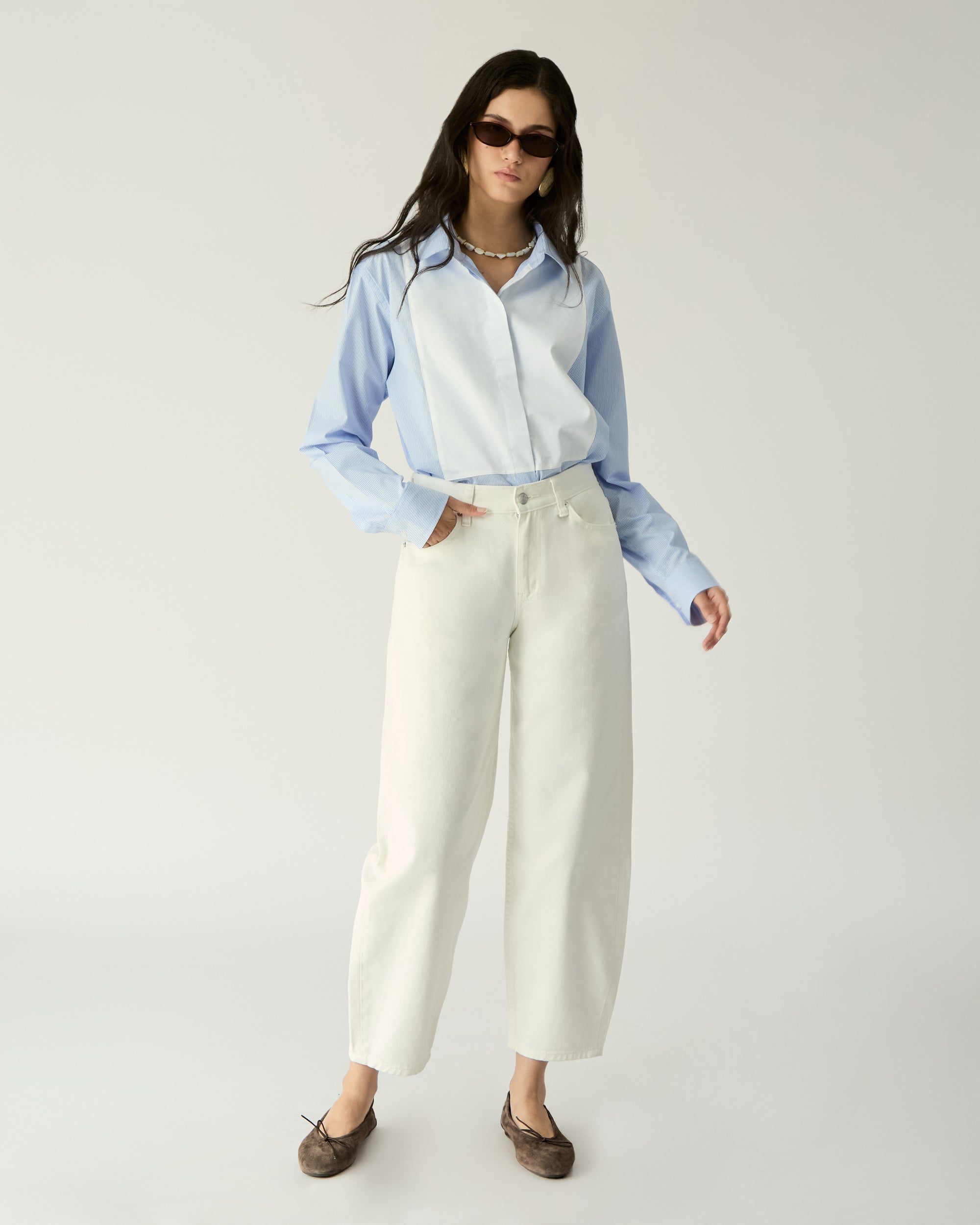 Le soleil d'ete - Low Rise Balloon Jeans in White