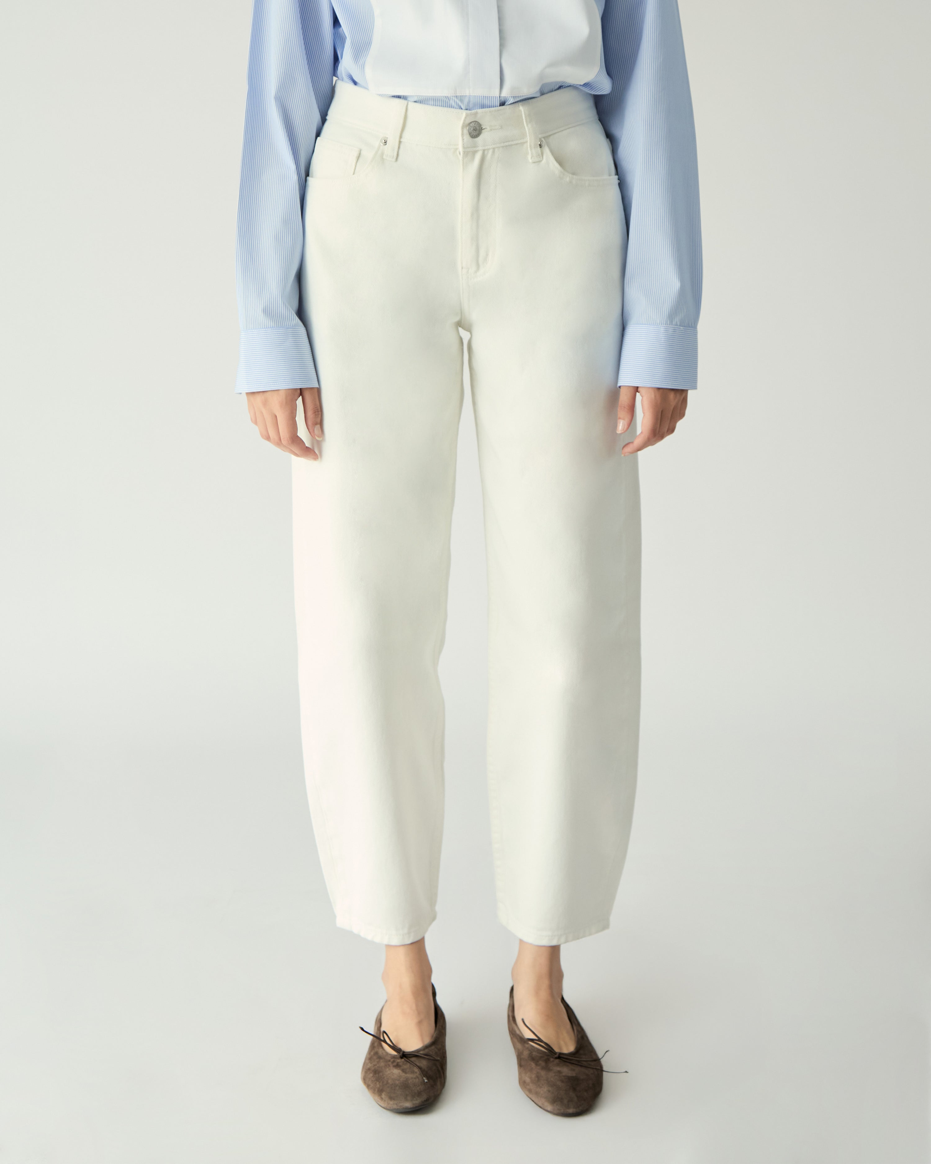 Le soleil d'été - Low Rise Balloon Jeans in White