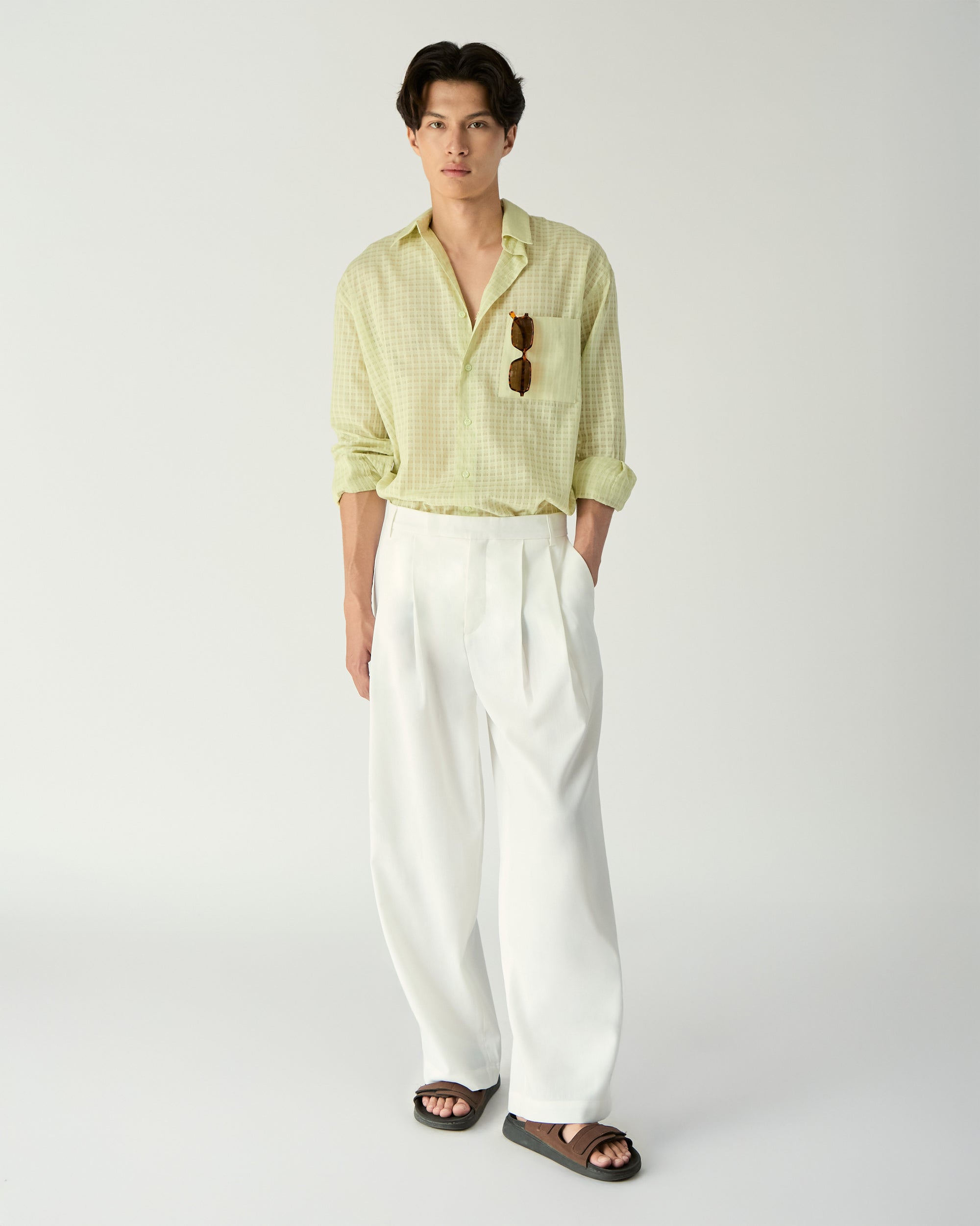 Le soleil d'été - Checkered Oversized Shirt in Lime Green