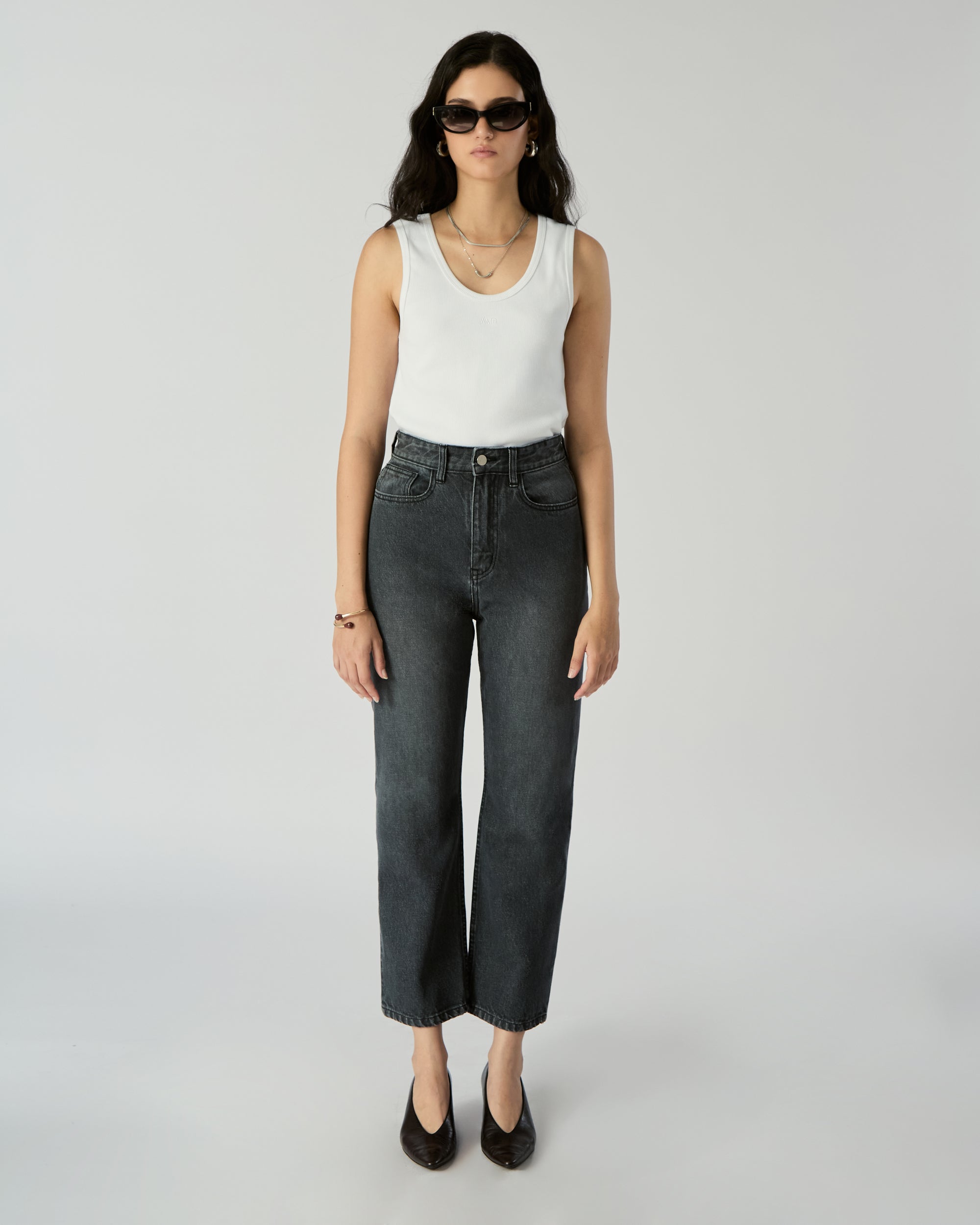 Le soleil d'ete - High Rise Straight Jeans in Light Grey