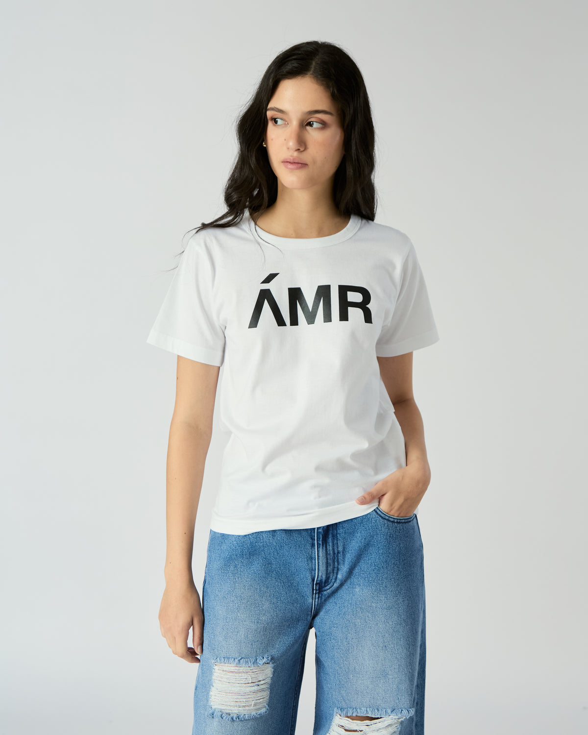 Decouvrir - AMR Slim Fit T-Shirt in White