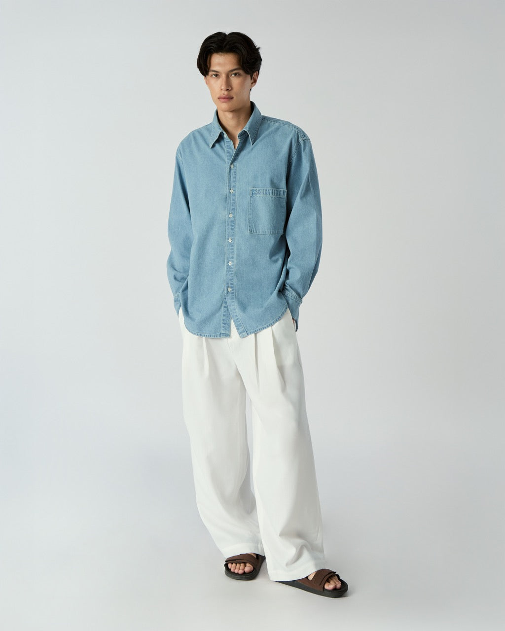 AMR DE SAISON  - AMR Essential Oversized Shirt in Light Denim