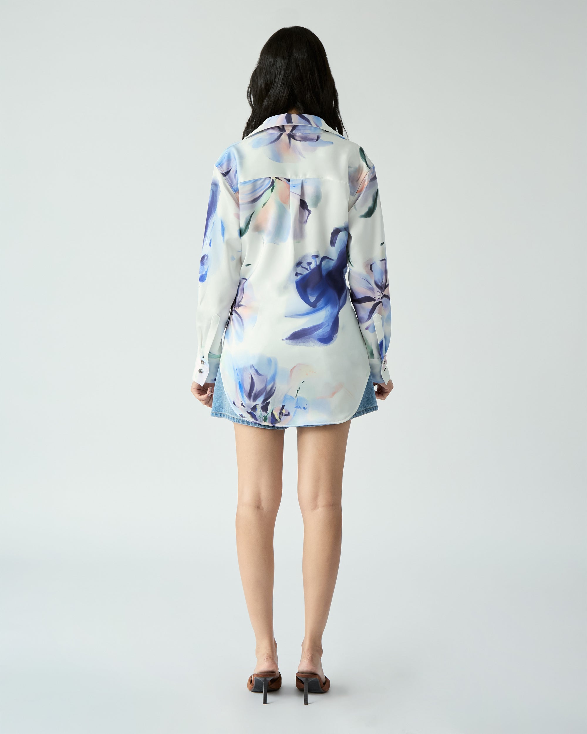 Le soleil d'ete - Regular Fit Shirt With Drawstring in Abstract Floral