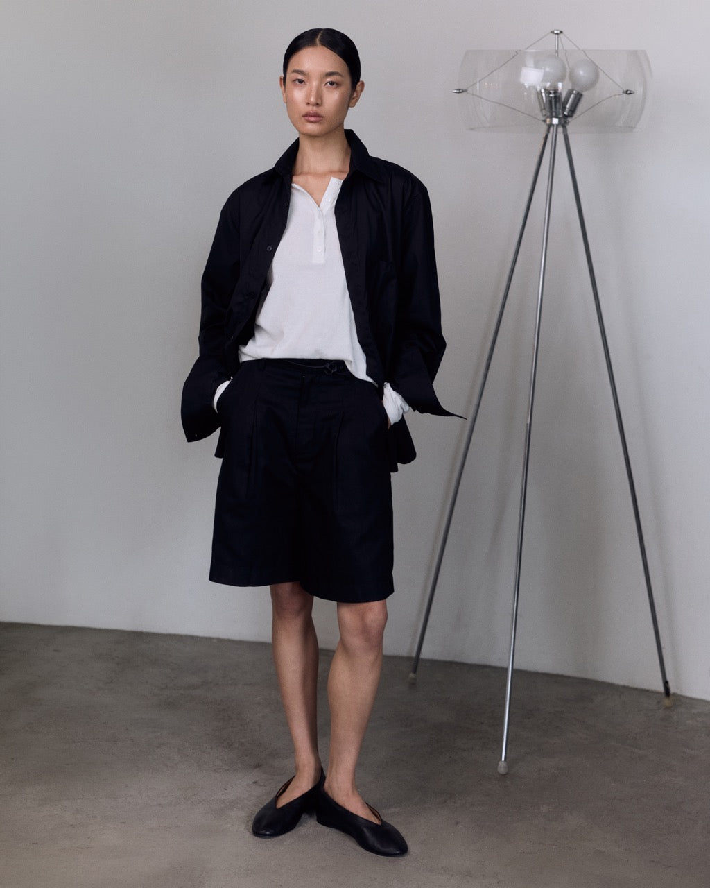 Wardrobe I - AMR Wide-Leg Bermuda Shorts in Black