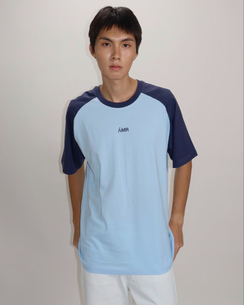 Découvrir - AMR Contrast Raglan T-Shirt in Blue Navy