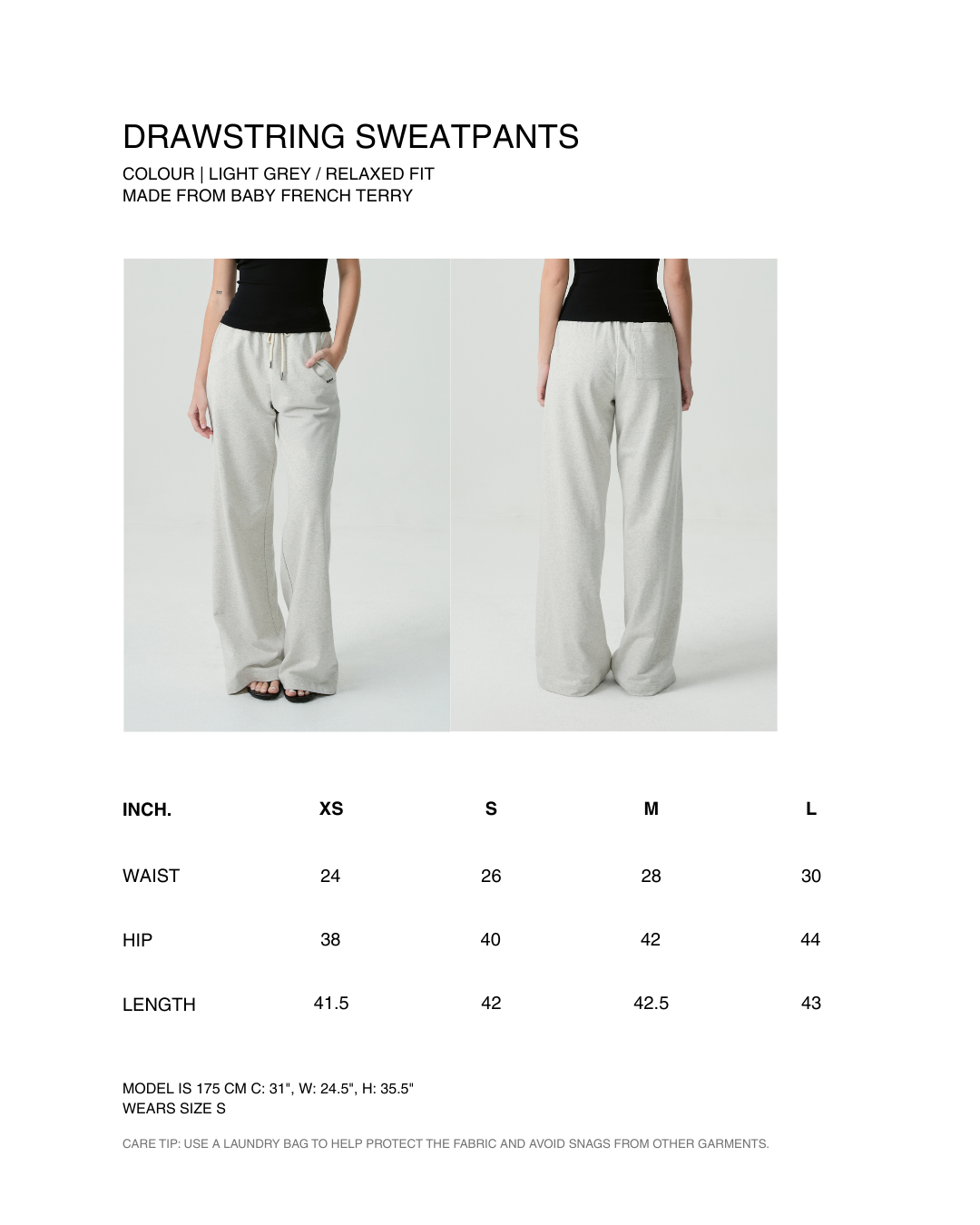Decouvrir - Drawstring Sweatpants in Light Grey