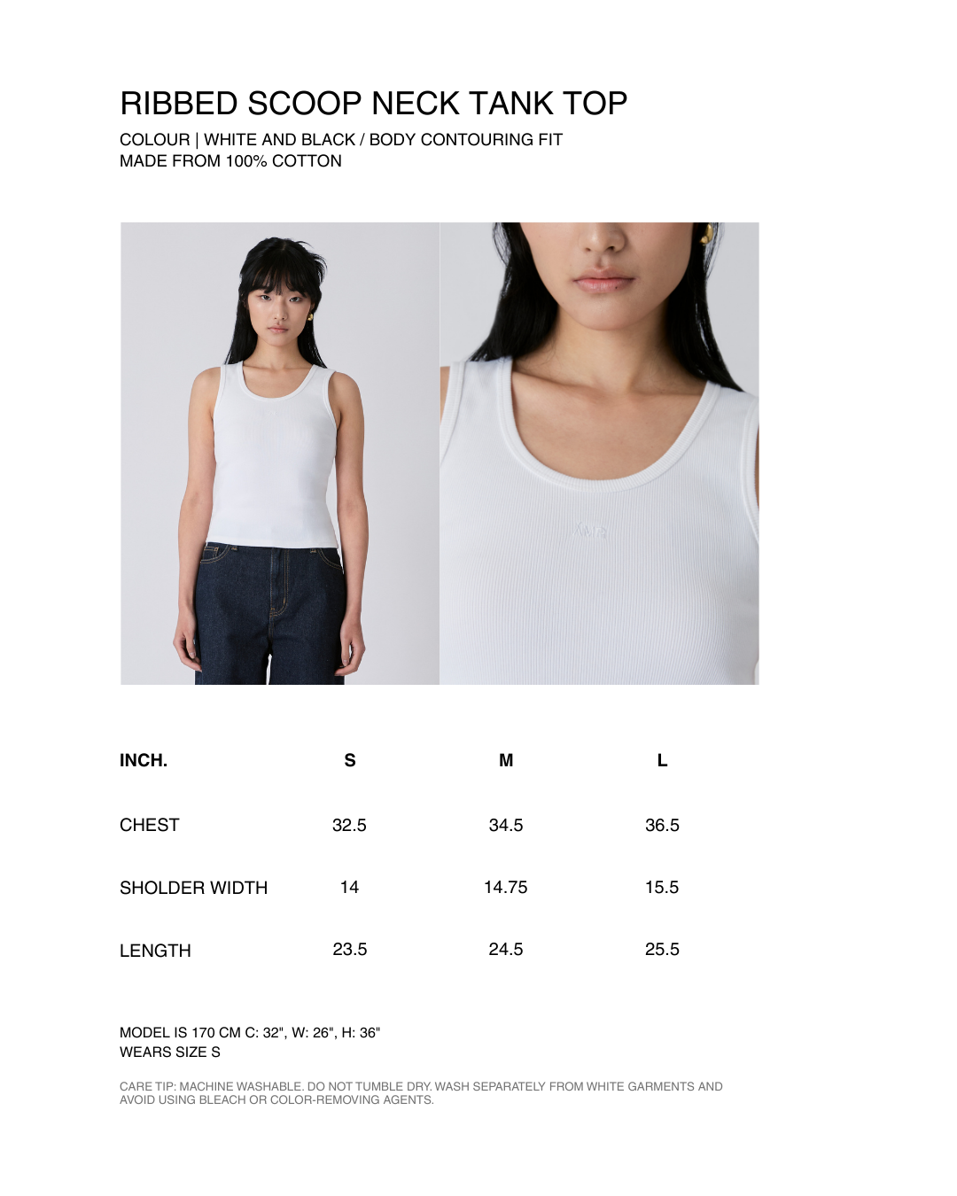 Découvrir - Scoop Neck Rib Tank in Black