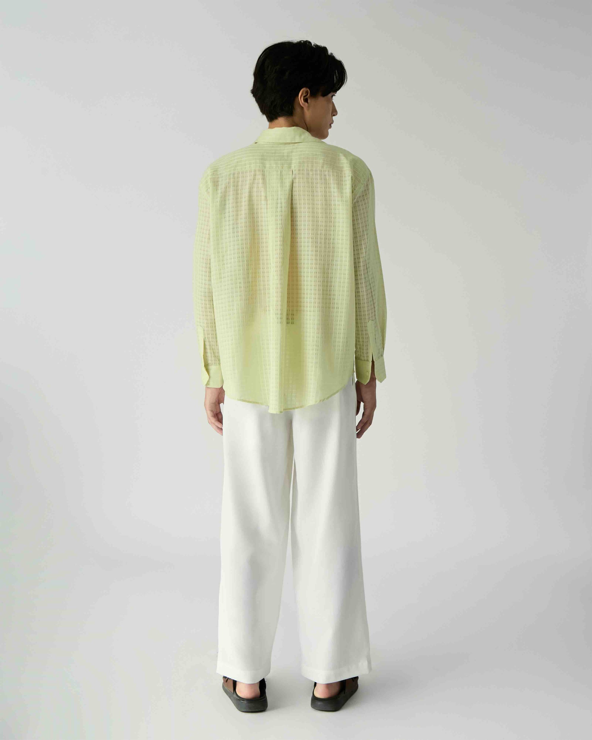 Le soleil d'été - Checkered Oversized Shirt in Lime Green