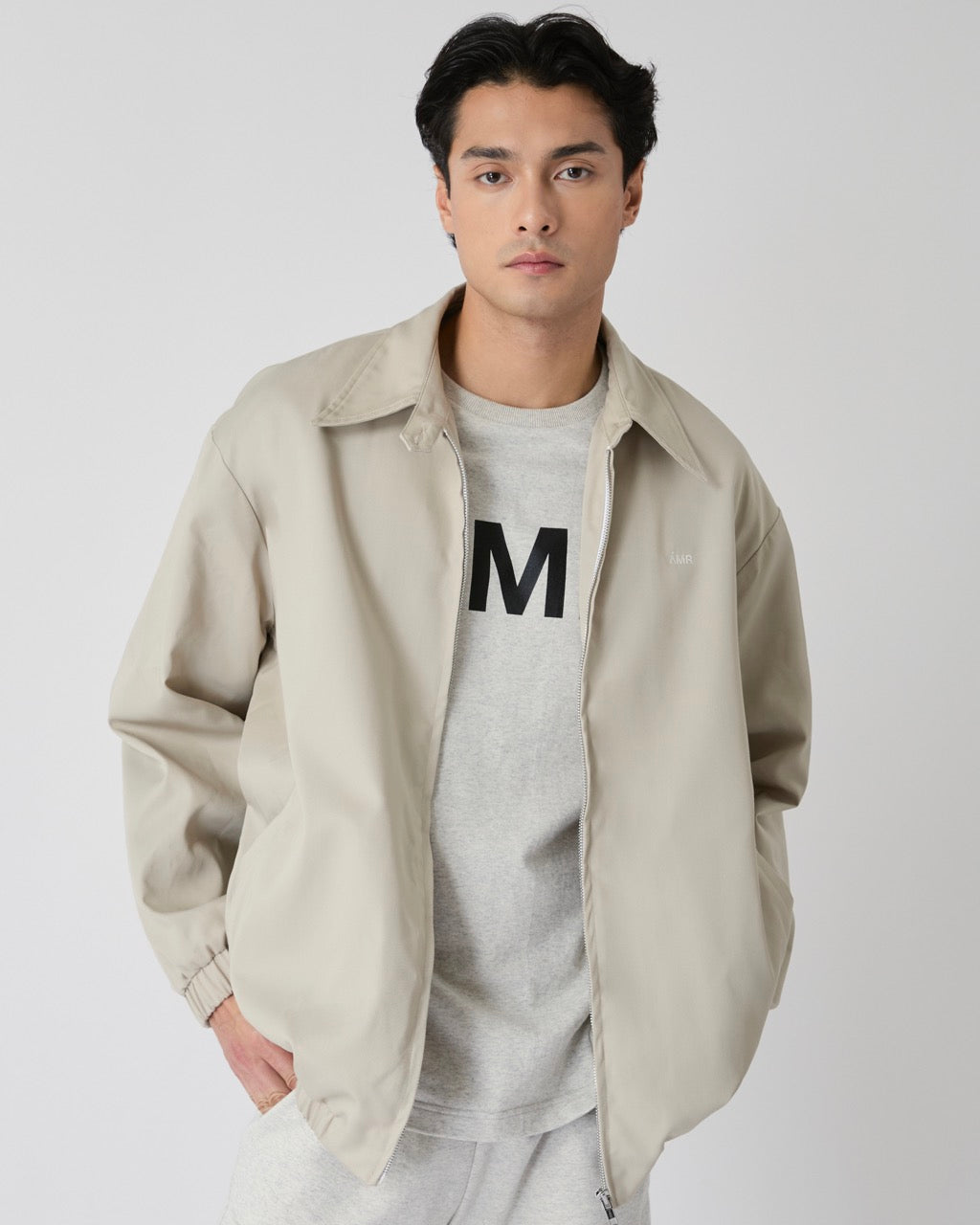 Découvrir - Cotton Bomber Jacket in Beige