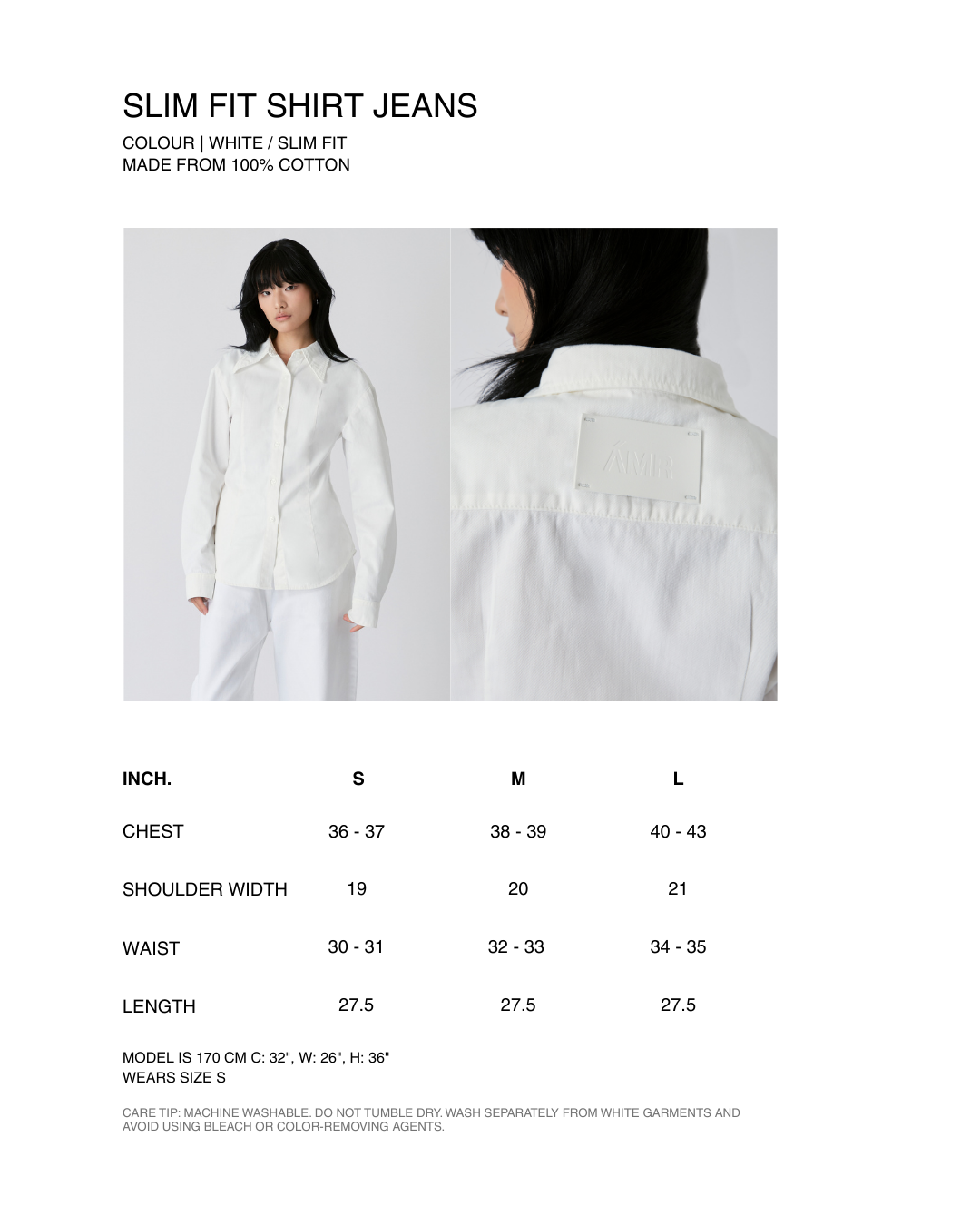 Découvrir - Slim Fit Denim Shirt in White