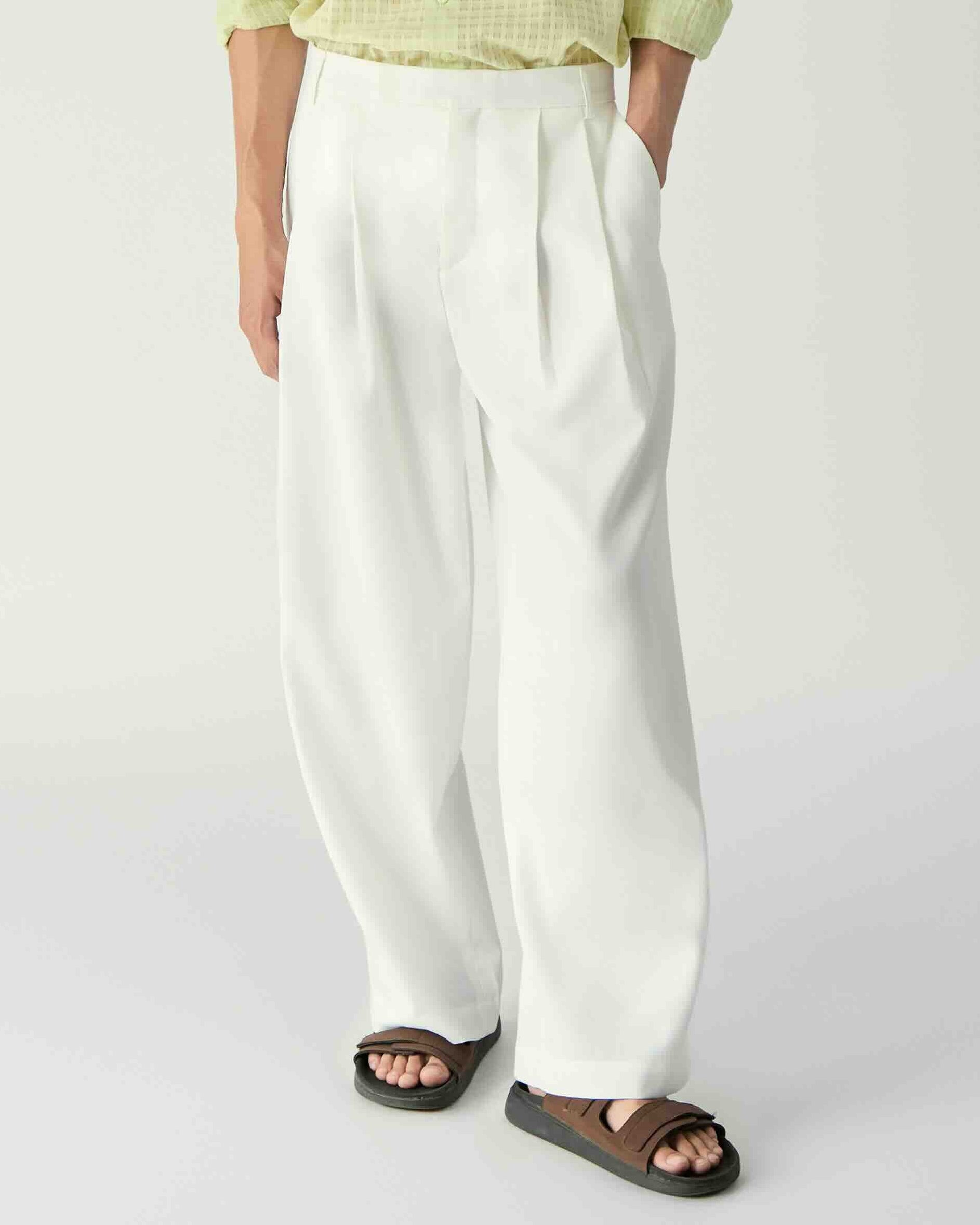 Le soleil d'été - Double Pleated Trousers in White