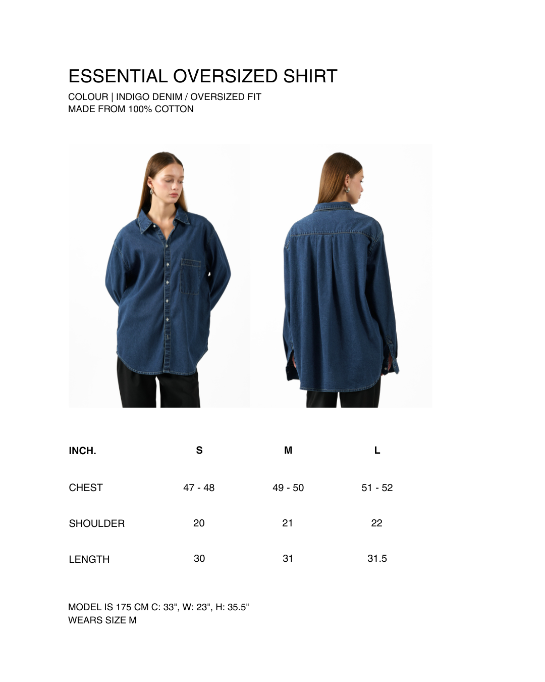 AMR DE SAISON  - Essential Oversized Shirt in Indigo Denim