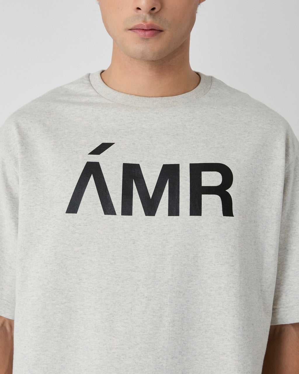 Decouvrir- French Terry AMR Logo T-Shirt in Light Grey