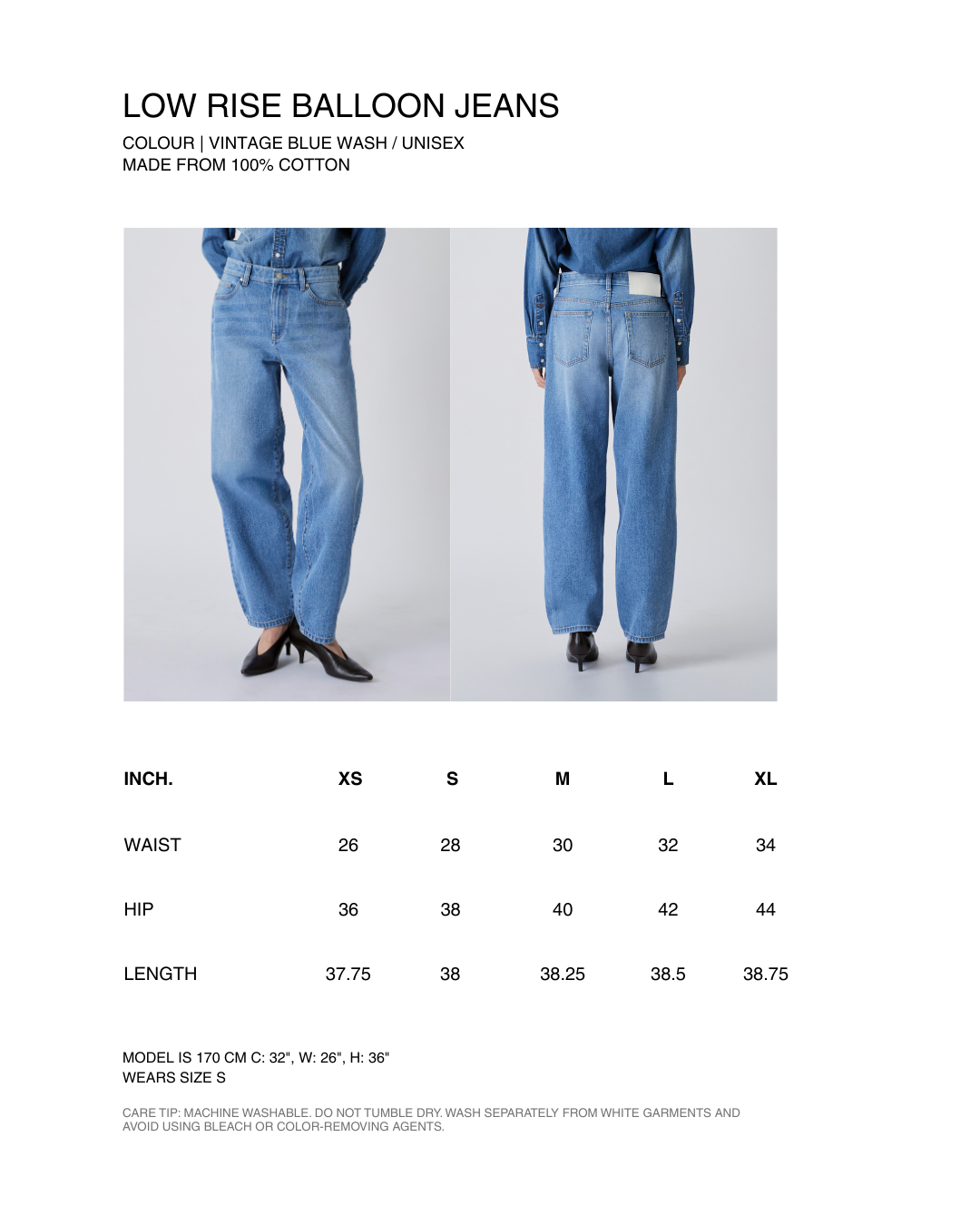Decouvrir - Low Rise Balloon Jeans in Vintage Wash