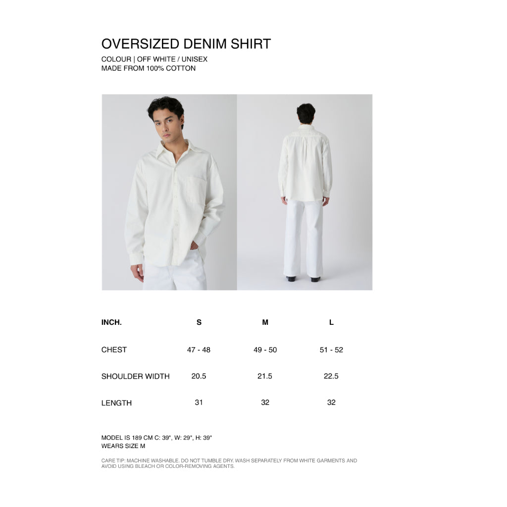 Découvrir - Oversized Denim Shirt in Off White
